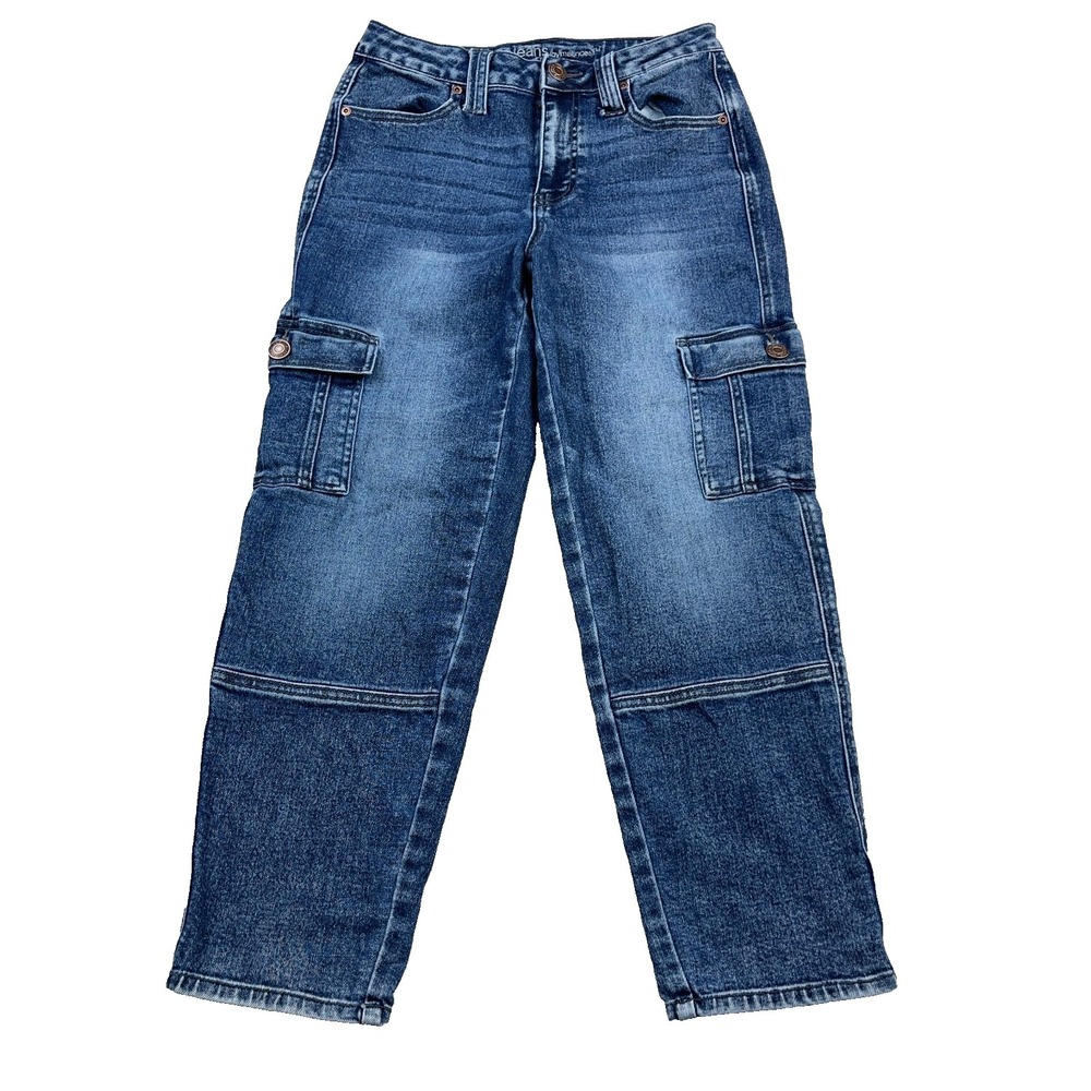 Maurices Jeans Women 4 Straight Leg High Rise Cargo Pockets‎ Relaxed Fit Baggy